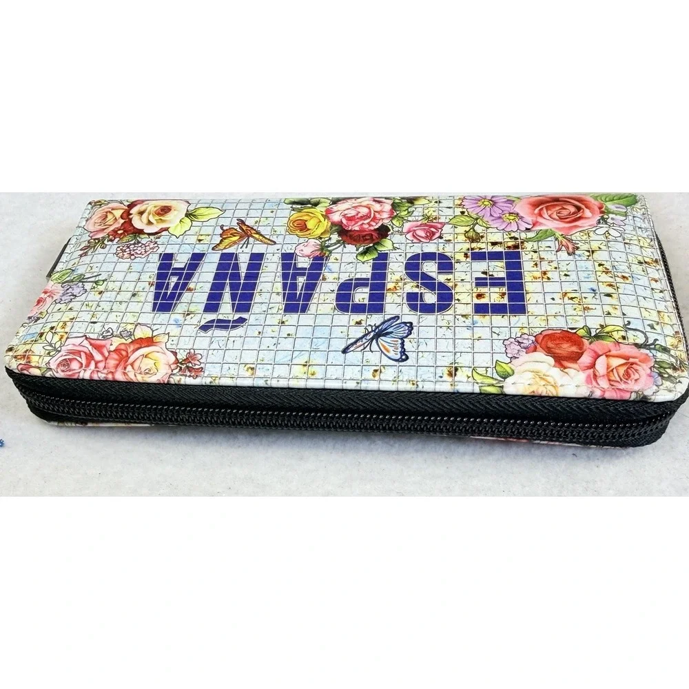 Helen‎ Rudin España Floral Zip Around Wallet Butterfly Travel Souvenir Organizer